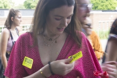 2nd June 2018 - No10 Vigil giving out Bollocks to Brexit stickers to people going to the Field Day festival in Brockwell Park, London