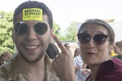 2nd June 2018 - No10 Vigil giving out Bollocks to Brexit stickers to people going to the Field Day festival in Brockwell Park, London