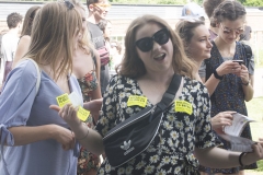 2nd June 2018 - No10 Vigil giving out Bollocks to Brexit stickers to people going to the Field Day festival in Brockwell Park, London