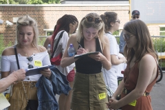 2nd June 2018 - No10 Vigil giving out Bollocks to Brexit stickers to people going to the Field Day festival in Brockwell Park, London