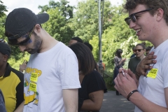 2nd June 2018 - No10 Vigil giving out Bollocks to Brexit stickers to people going to the Field Day festival in Brockwell Park, London