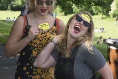 2nd June 2018 - No10 Vigil giving out Bollocks to Brexit stickers to people going to the Field Day festival in Brockwell Park, London