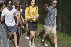 2nd June 2018 - No10 Vigil giving out Bollocks to Brexit stickers to people going to the Field Day festival in Brockwell Park, London