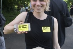 2nd June 2018 - No10 Vigil giving out Bollocks to Brexit stickers to people going to the Field Day festival in Brockwell Park, London