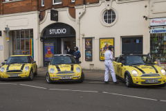 Wimbledon, London, UK - 11 Dec 2019 - EU Flag Mafia minis outside Wimbledon Theatre waiting for Liberal Democrat leader Jo Swinson.