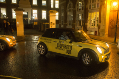 Matthew Parker St, London, UK - 11 Dec 2019 - EU Flag Mafia minis outside Conservative Central Office, Matthew Parker St, London.