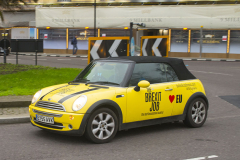 31 Jan 2020 - London, UK - EU Flag Mafia "Brexit Job" minis at Lambeth Bridge and Millbank.