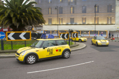 31 Jan 2020 - London, UK - EU Flag Mafia "Brexit Job" minis at Lambeth Bridge and Millbank.