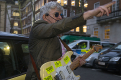 31 Jan 2020 - London, UK -Peter Cook outside Europe House on the final day of EU membership 2020, "à bientôt" (see you soon) procession from Downing Street to Europe House. EU Flag Mafia minis present.