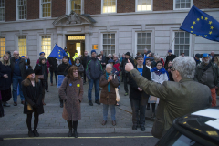 31 Jan 2020 - London, UK - Outside Europe House on the final day of EU membership 2020, "à bientôt" (see you soon) procession from Downing Street to Europe House.