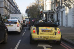 3 Dec 2019 - London, UK - Protest minis visit he streets of London in a stunt organised and crowdfunded by anti-brexit campaigning group EU Flag Mafia.