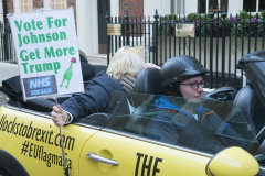 3 Dec 2019 - London, UK - Faux Bojo (Drew Galdron) and "Donald Trump" getting to know each other in a stunt organised and crowdfunded by anti-brexit campaigning group EU Flag Mafia.