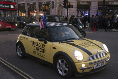 3 Dec 2019 - London, UK - Protest minis in a stunt organised and crowdfunded by anti-brexit campaigning group EU Flag Mafia.