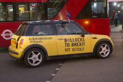 3 Dec 2019 - London, UK - Protest minis in a stunt organised and crowdfunded by anti-brexit campaigning group EU Flag Mafia.