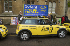 Oxford, UK - 06 Dec 2019 - EU Flag Mafia minis visit Oxford (including the Cowley Mini Factory), to protest against Brexit and call for a tactical vote. EU Flag Mafia are an anti-brexit protest group.