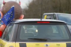 West London, UK - 07 Dec 2019 - Anti Brexit protest group EU Flag Mafia bought 3 minis and, along with a Jacques Tilley float depicting Boris Johnson and Dominic Cummings toured Esher, Kingston, Uxbridge and Ickenham,