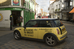 Canterbury, UK - 09 Dec 2019 - EU Flag Mafia minis visit Canterbury in support of Labour candidate (and sitting MP) Rosie Duffield during the 2019 General Election. The campaign group EU Flag Mafia crowdfunded the cars to promote tactical voting.