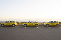 Hastings, UK - 09 Dec 2019 - EU Flag Mafia minis visit Hastings in Sussex in a campaign to vote tactically in the 2019 General Election. Hastings is seen as a marginal seat.