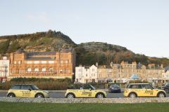 Hastings, UK - 09 Dec 2019 - EU Flag Mafia minis visit Hastings in Sussex in a campaign to vote tactically in the 2019 General Election. Hastings is seen as a marginal seat.